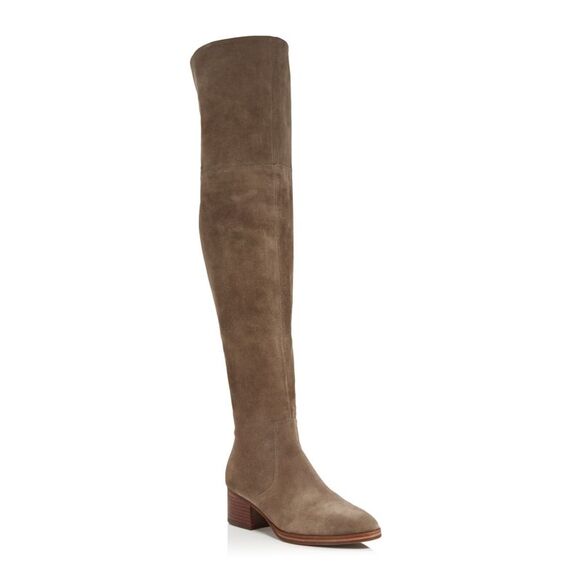 VIA SPIGA Shoes - VIA SPIGA Womens Dark Taupe Beige Split Back Ophira Almond Leather Boots 6.5 M